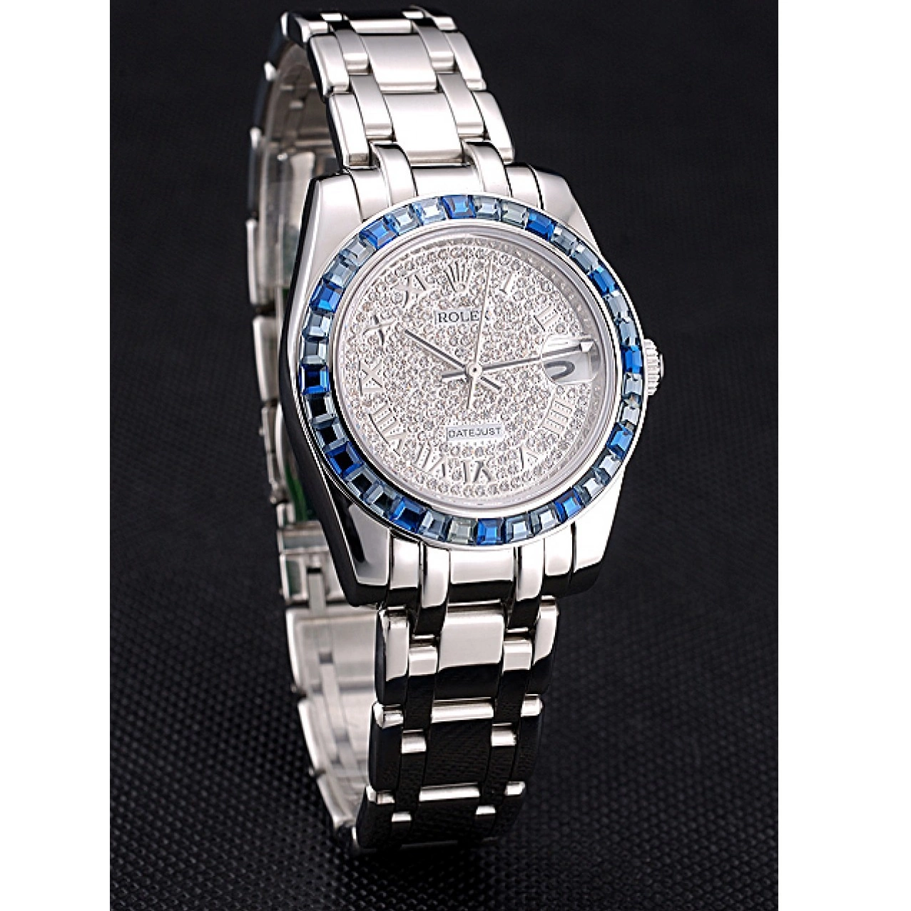Rolex copies cheap Jewels Blue Diamond Stainless Case Rolex Bracelet Steel And Dial Datejust 622834 Bezel 0620